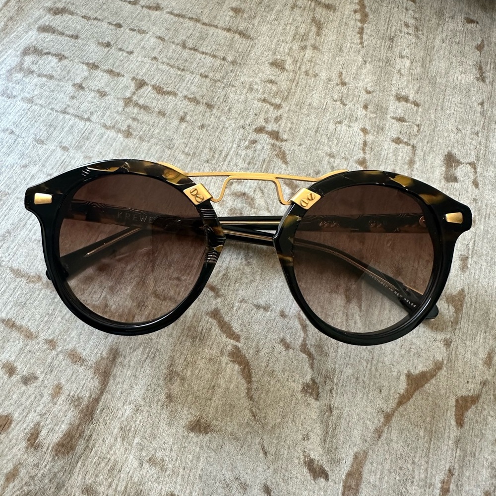 Krewe sunglasses STL II. Tortoise/black/gold. Good condition.